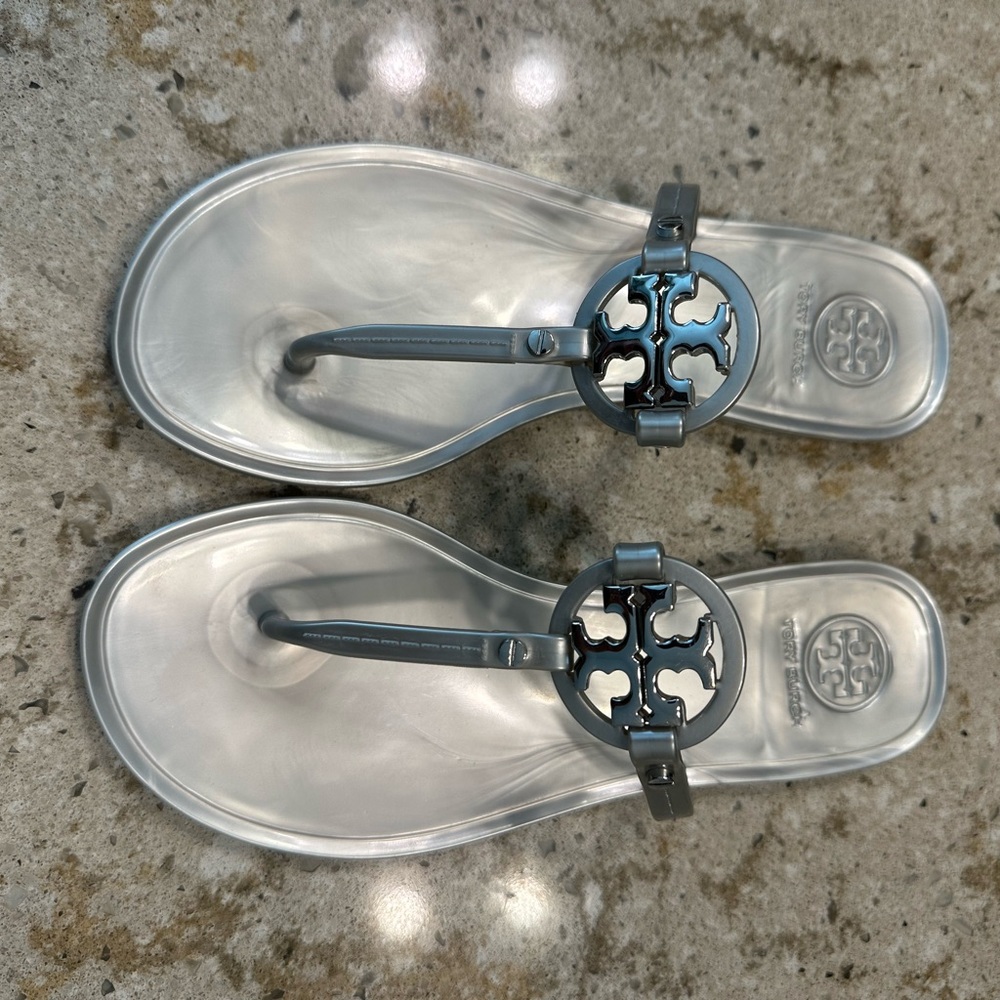 Tory Burch Miller Thong Clear Jelly Slip On Sandals Size 5 - like new